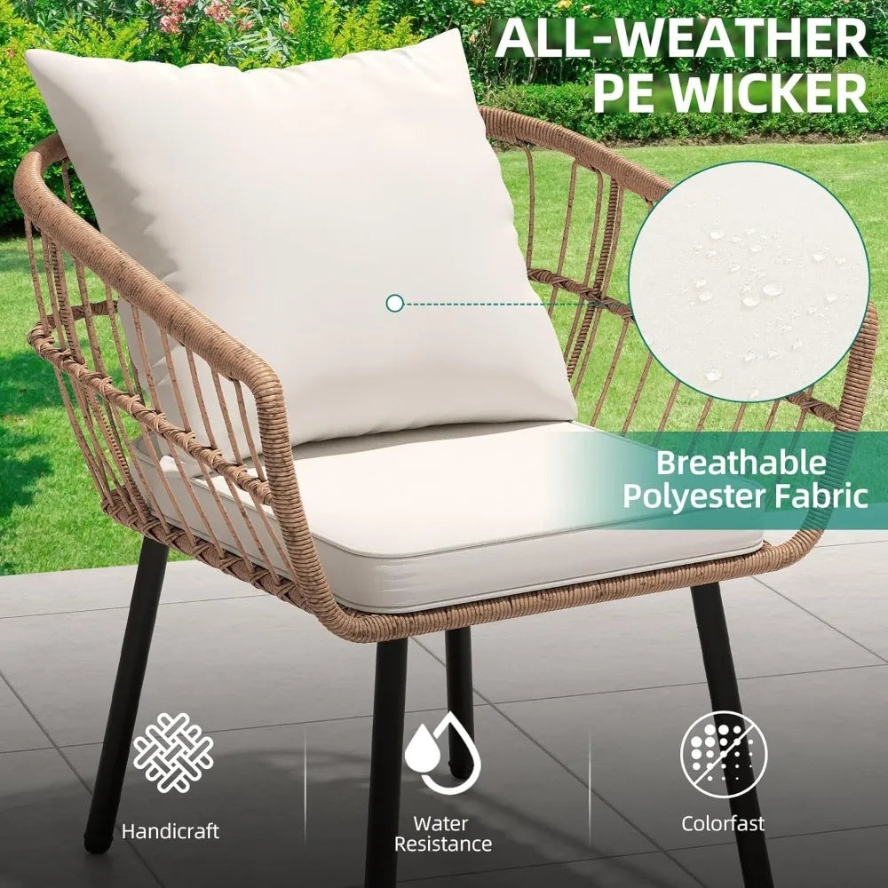 5-Piece Outdoor Wicker Furniture AllWeather Patio Bistro Set
