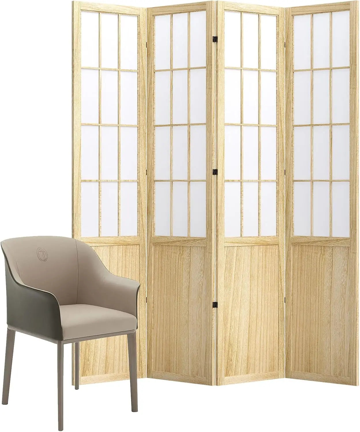 Room Divider, 66.9" Tall Japanese Shoji Style Folding Screen