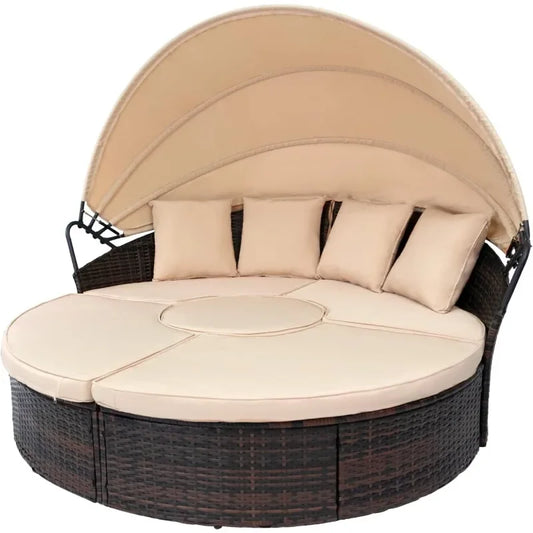 NEW Outdoor Patio Daybed with Retractable Canopy