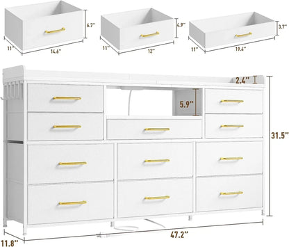 Dresser for Bedroom with 11 Drawers for 60" TV Stand