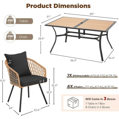 7-Piece All-Weather Rattan Patio Outdoor Dining Set