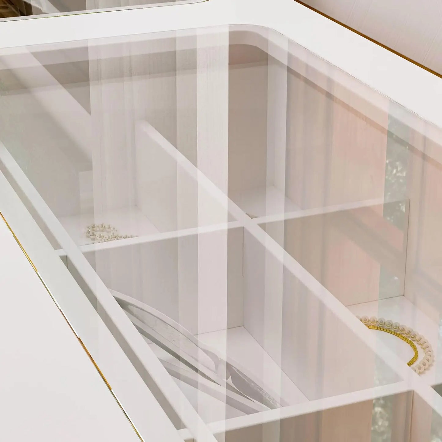 "White 53" Dresser w/Glass Top & 8 Drawers - Modern Wood