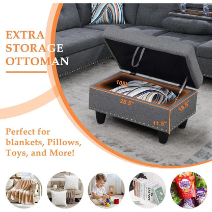 Sectional Sofa Couch, Modern 4-Seaters Living Room Sets