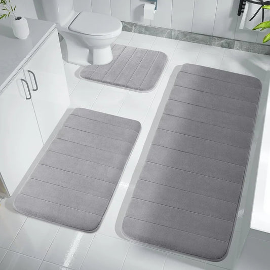 Super Absorbent Bath Mat Memory Foam  Bathtub Set