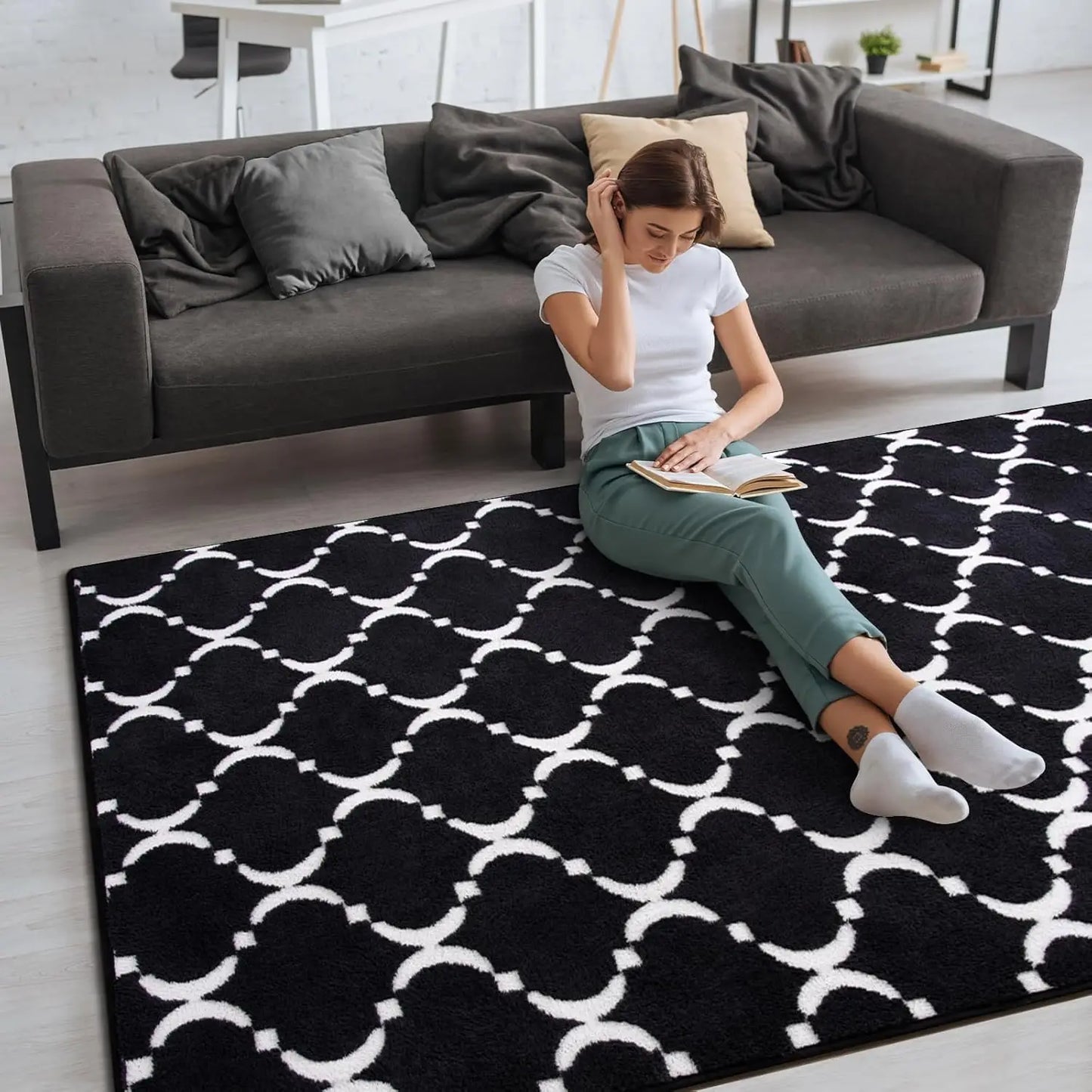 Large Shag Area Memory Foam Living Room Rug 6'x9'
