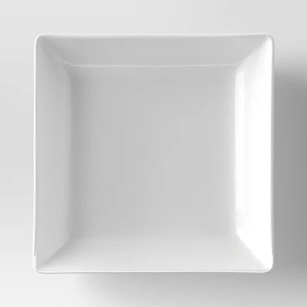 Square Porcelain Pasta Bowl 46oz Microwave Dishwasher Safe Modern Design 8.5 Inch Diameter Chic Square Shape Dining Tableware