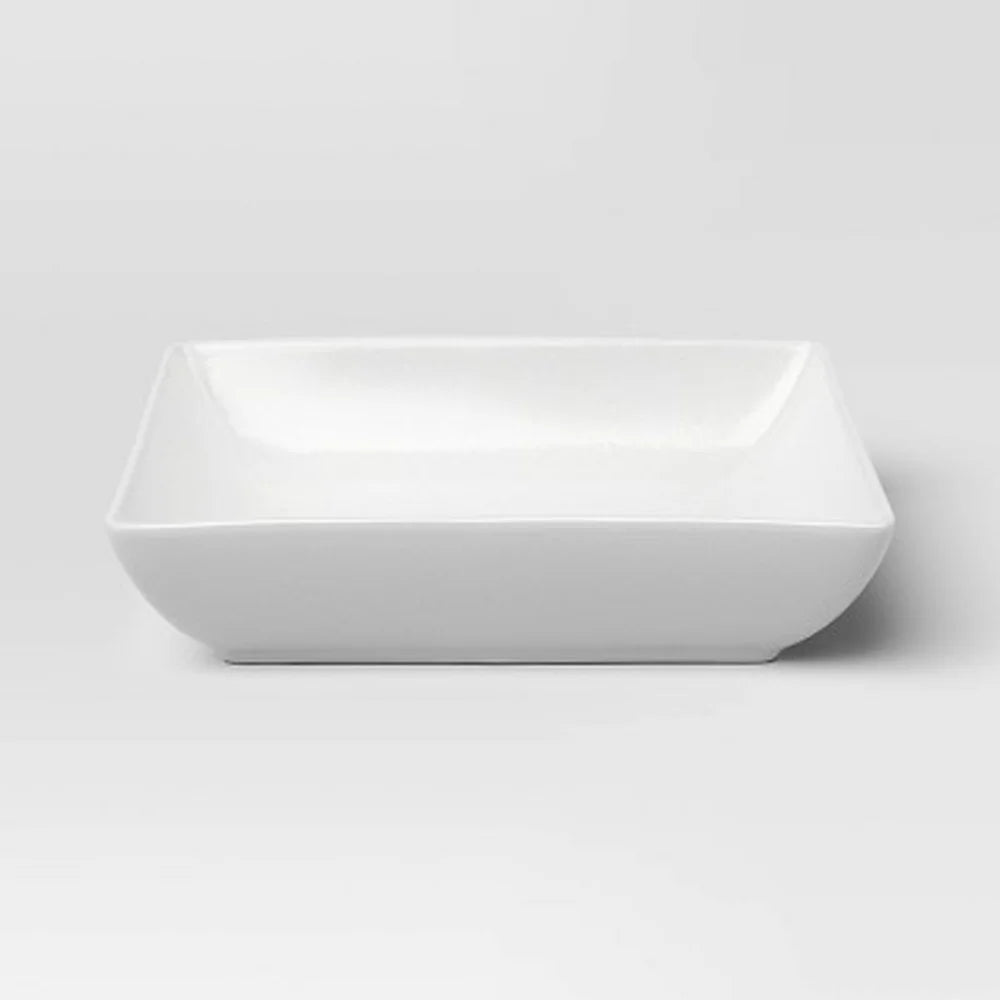 Square Porcelain Pasta Bowl 46oz Microwave Dishwasher Safe Modern Design 8.5 Inch Diameter Chic Square Shape Dining Tableware