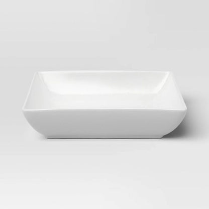 Square Porcelain Pasta Bowl 46oz Microwave Dishwasher Safe Modern Design 8.5 Inch Diameter Chic Square Shape Dining Tableware