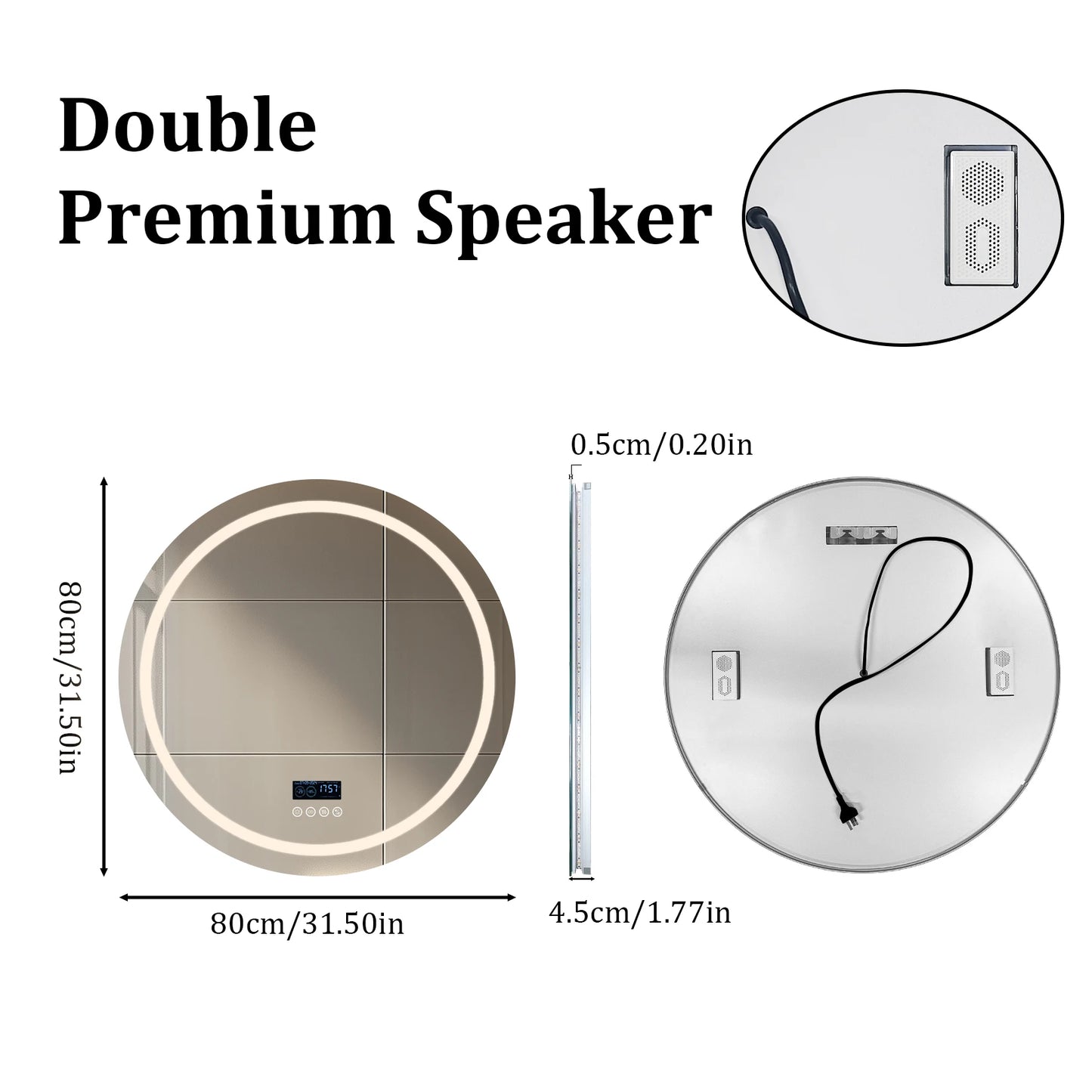 Led Bathroom Mirror, Lights,32"x32" Bluetooth Speaker Anti-Fog