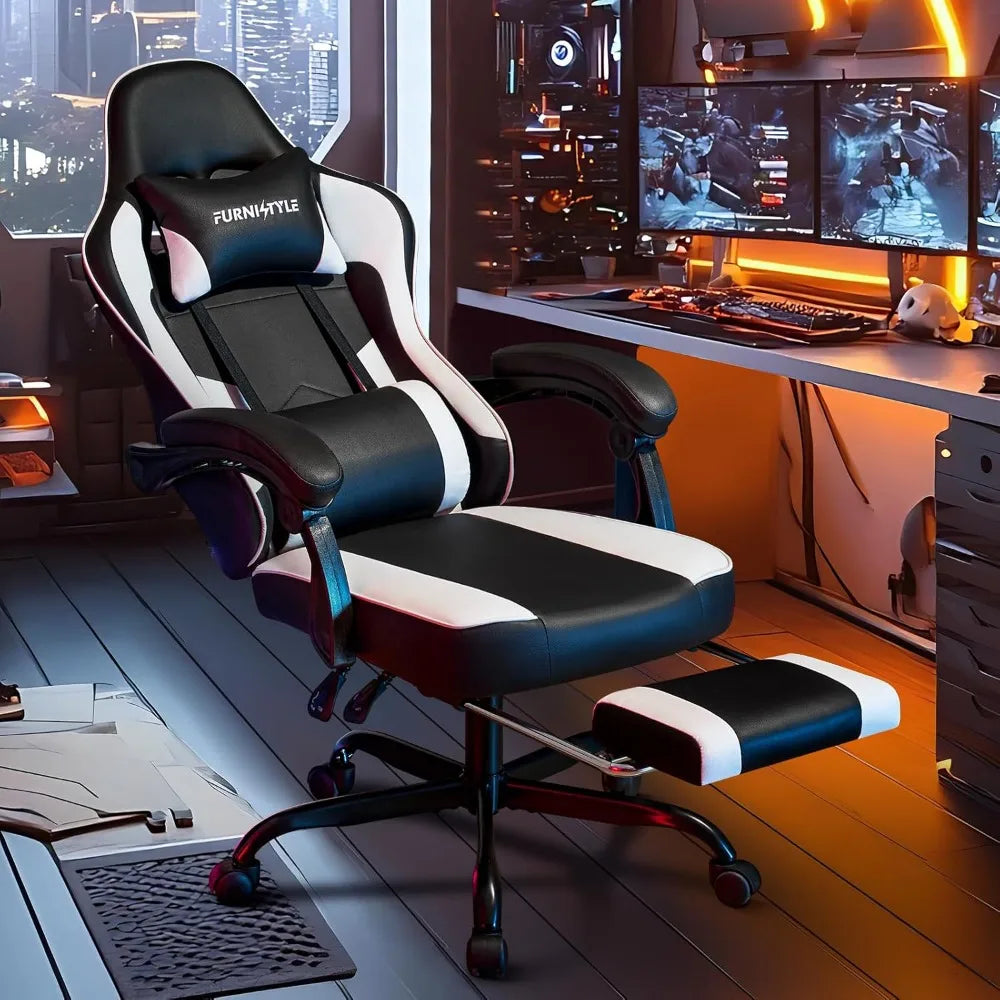 Gaming Chair with Footrest, Reclining Video Game Chairs