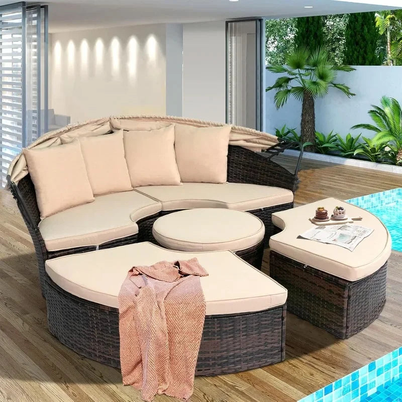 NEW Outdoor Patio Daybed with Retractable Canopy