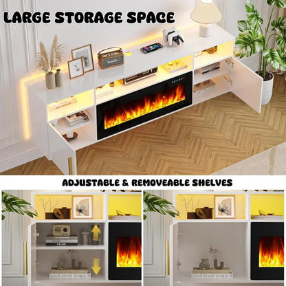 Fireplace TV Stand 70'' Wall Mounted Shelf Entertainment