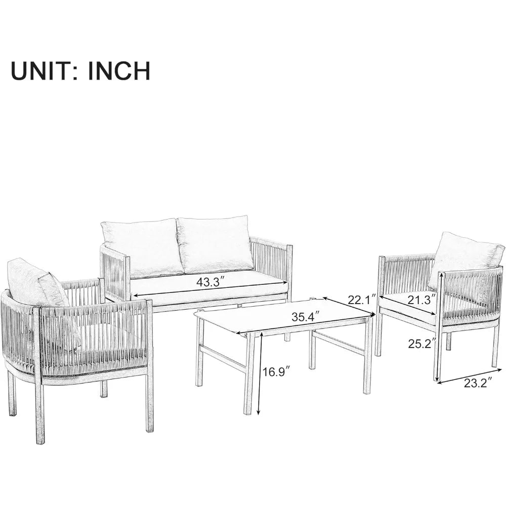 Multi-Person Outdoor Sofa Sets Combination with Table