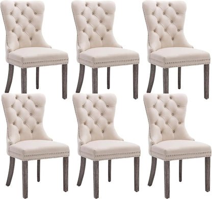 Velvet Dining Chairs Set of 6, Upholstered Tufted Chair