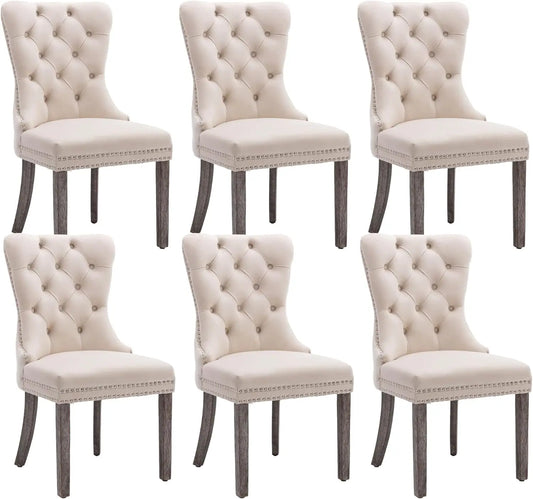 Velvet Dining Chairs Set of 6, Upholstered Tufted Chair