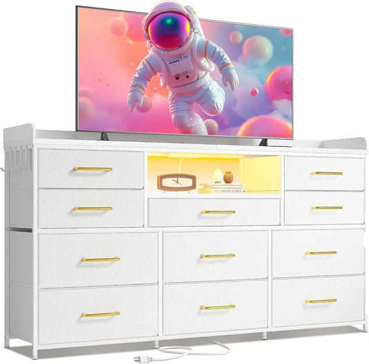 Dresser for Bedroom with 11 Drawers for 60" TV Stand