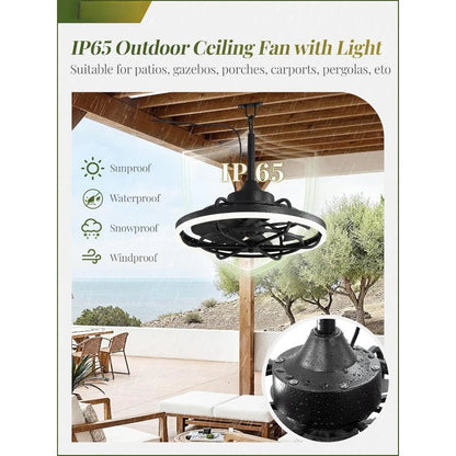 Outdoor Ceiling Fan with Light for Patios, 20" Weatherproof