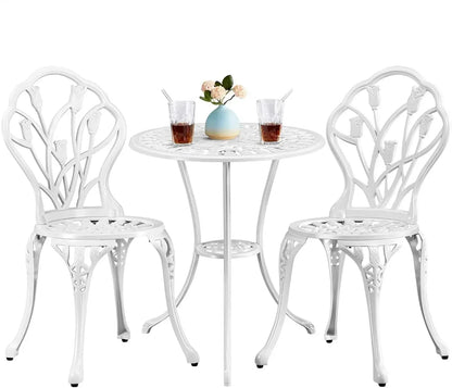 Patio Bistro Sets 3 Piece, Aluminum Garden Table/Chairs