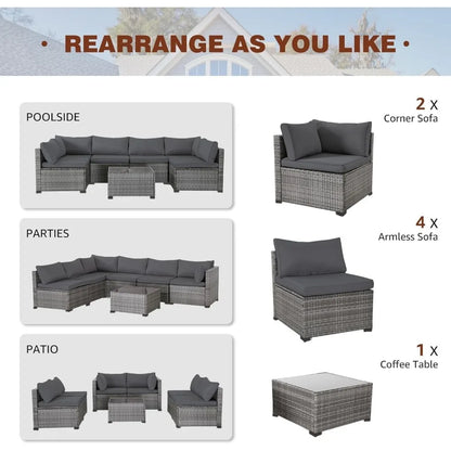 Patio Furniture Set, Wicker Outdoor Sectional Sofa