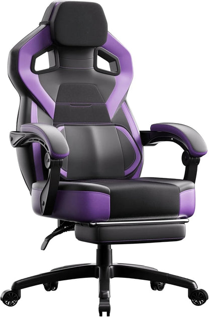 Fabric Gaming Chair with Footrest, Big and Tall