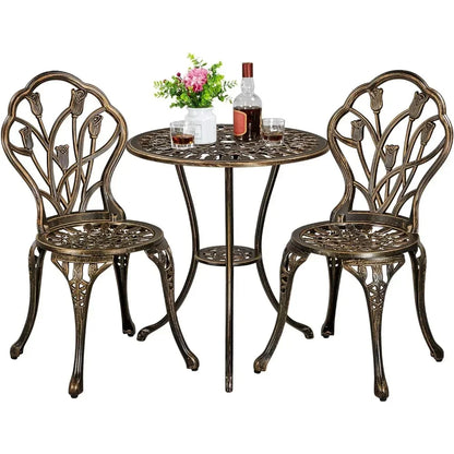 Patio Bistro Sets 3 Piece, Aluminum Garden Table/Chairs