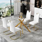 51.18" Rectangular Glass Dining Table, Tempered Glass, Metal Legs