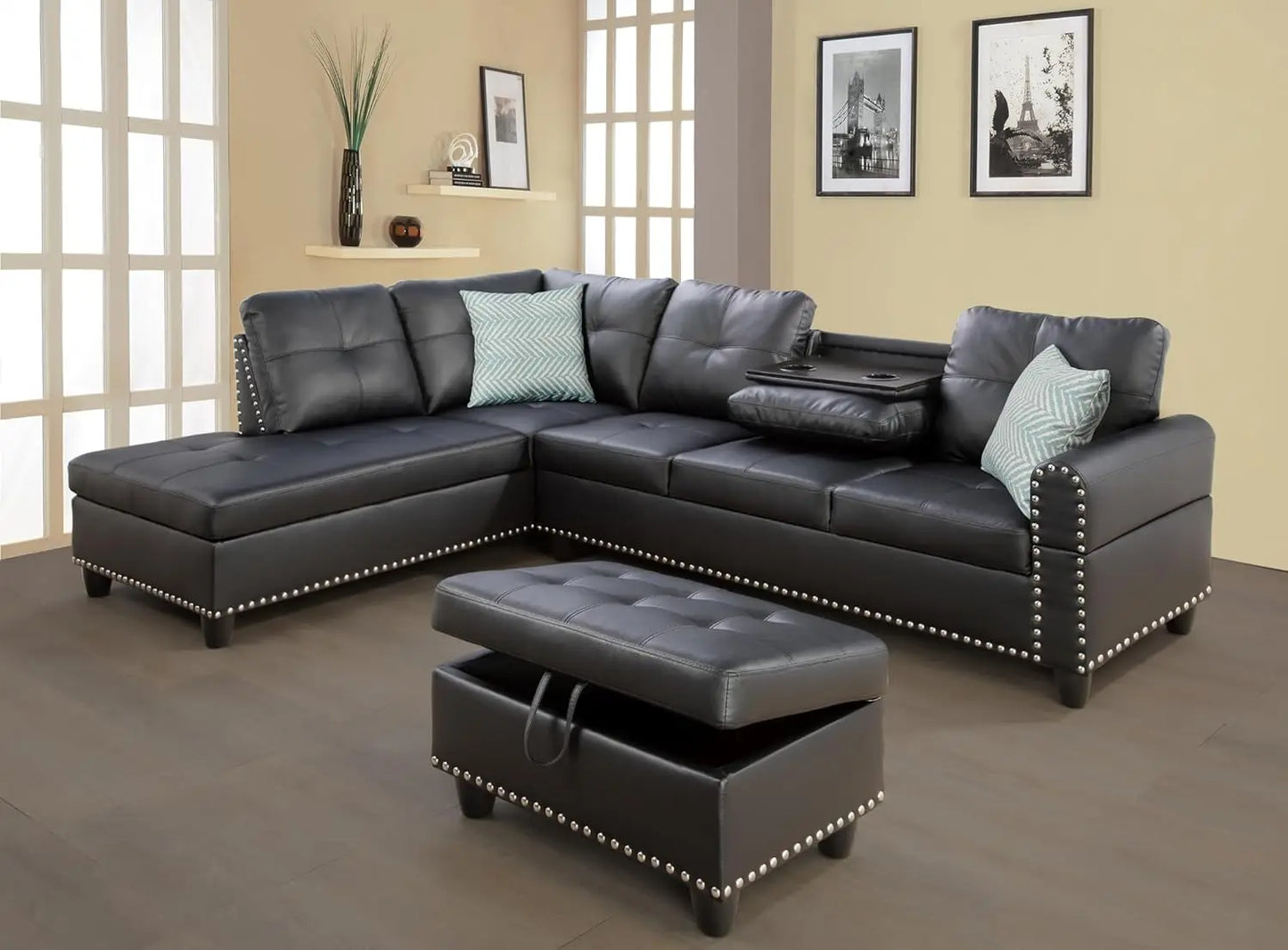 Sectional Sofa Couch, Modern 4-Seaters Living Room Sets