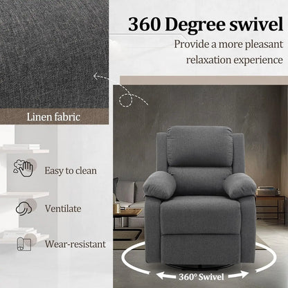 Recliner, 360 Swivel Rocker for Adults, Small Rocking Recliner