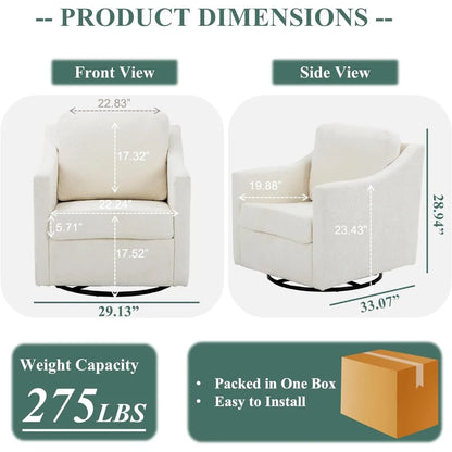 Swivel Accent Chair, 360° Rotation Chenille Fabric Upholstered Armchair