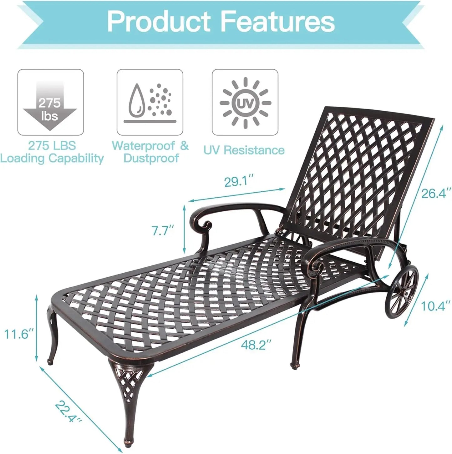 Chaise Lounge Chair Outdoor, Poolside Lounger Set of 2