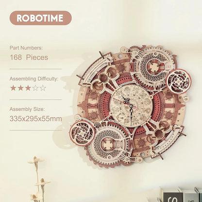 Robotime ROKR Zodiac Wall Clock 3d Wooden Puzzle Model