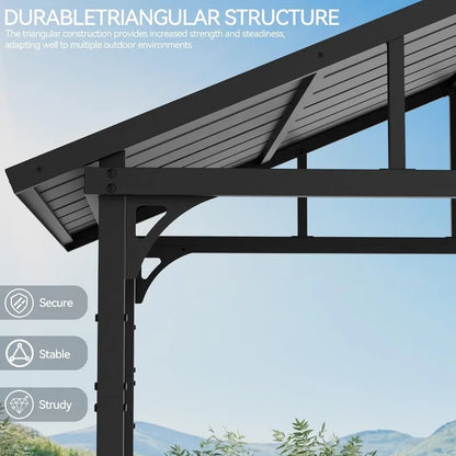 8x5 Grill Gazebo,Sloping Galvanized Steel Hardtop Roof