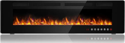 72 Inch Linear Electric Fireplace, Recessed Wall Mounted Fireplace
