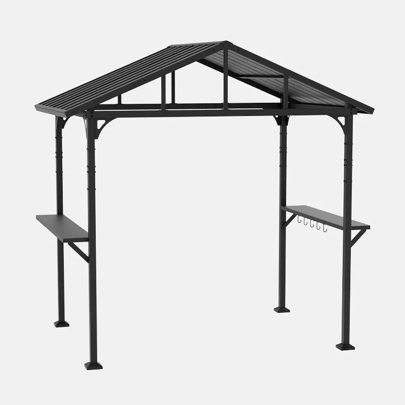 8x5 Grill Gazebo,Sloping Galvanized Steel Hardtop Roof