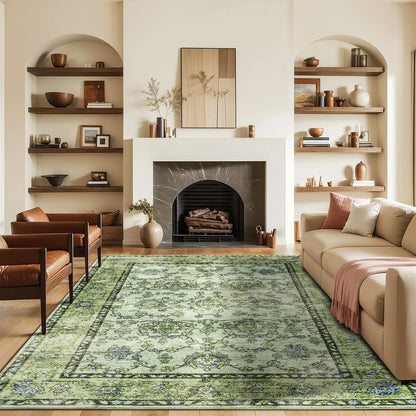 Area Vintage Rug, Machine Washable, Non-Slip Carpet