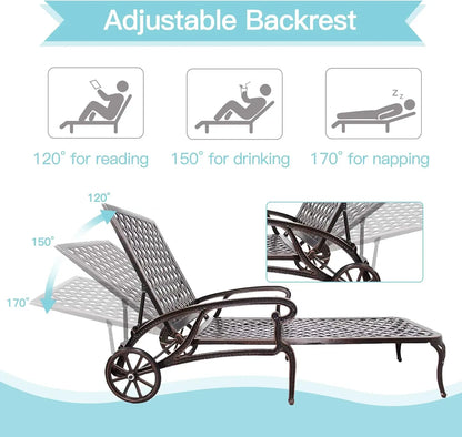 Chaise Lounge Chair Outdoor, Poolside Lounger Set of 2