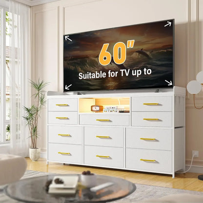 Dresser for Bedroom with 11 Drawers for 60" TV Stand