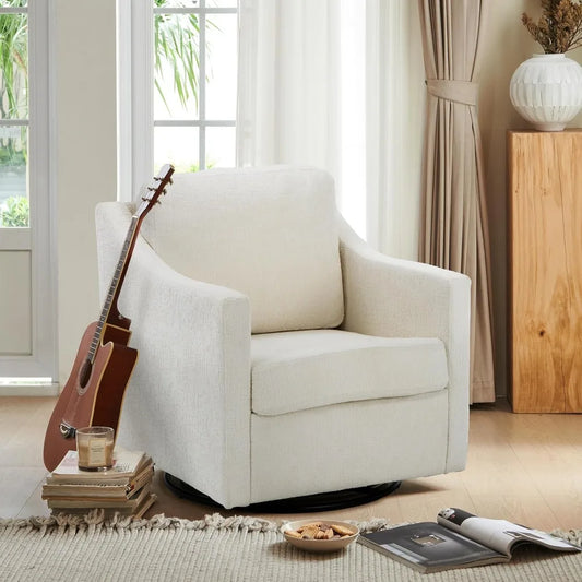Swivel Accent Chair, 360° Rotation Chenille Fabric Upholstered Armchair