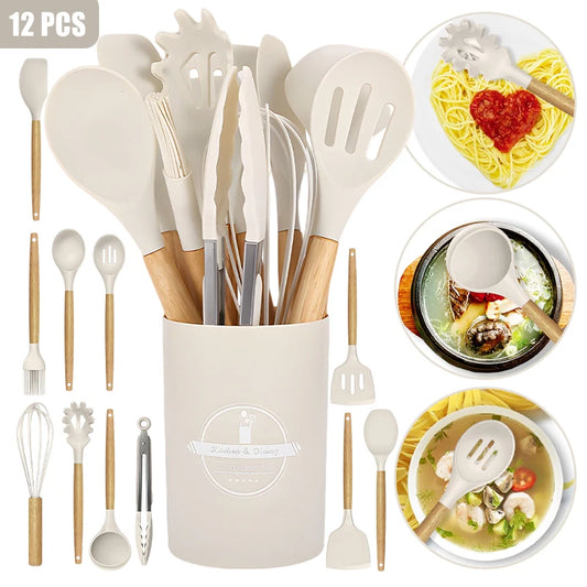12pcs Silicone Kitchenware Cooking Utensils Set Non Stick