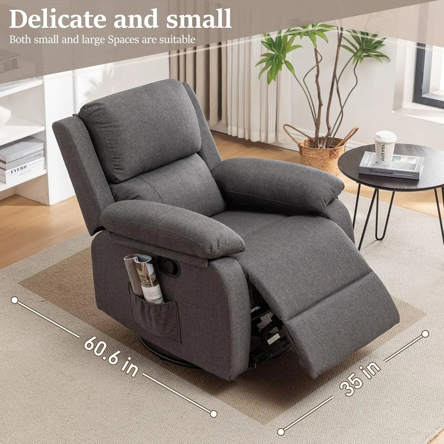 Recliner, 360 Swivel Rocker for Adults, Small Rocking Recliner