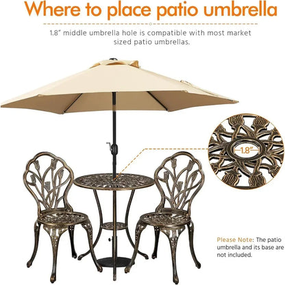 Patio Bistro Sets 3 Piece, Aluminum Garden Table/Chairs