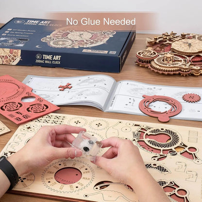 Robotime ROKR Zodiac Wall Clock 3d Wooden Puzzle Model