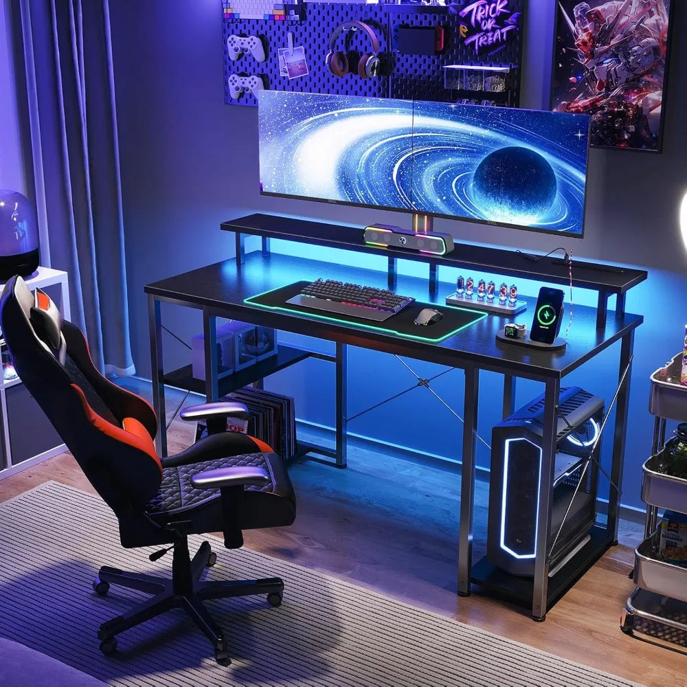 48 inch Gaming Desk with LED Lights & Power Outlets