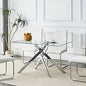 51.18" Rectangular Glass Dining Table, Tempered Glass, Metal Legs