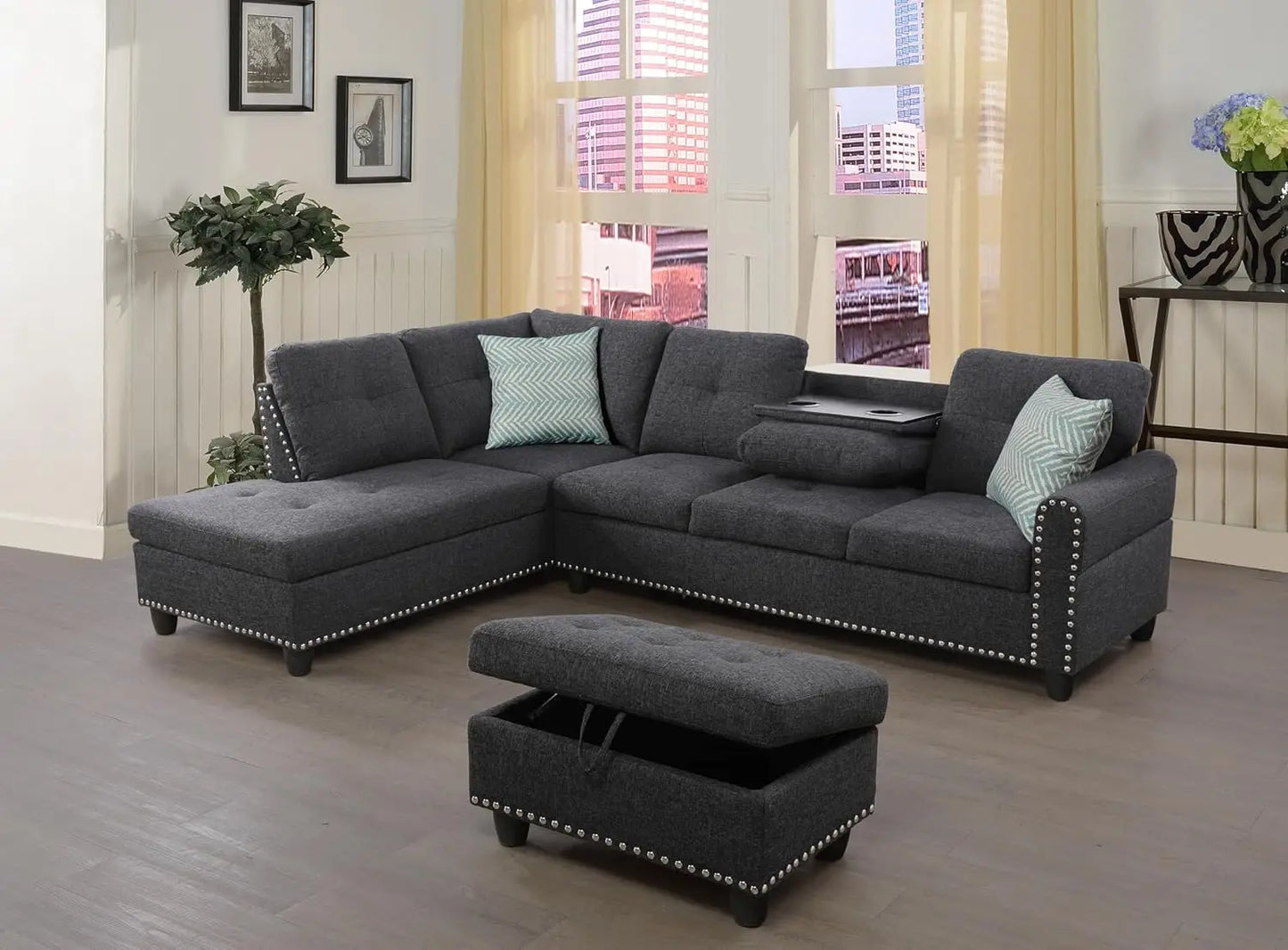 Sectional Sofa Couch, Modern 4-Seaters Living Room Sets