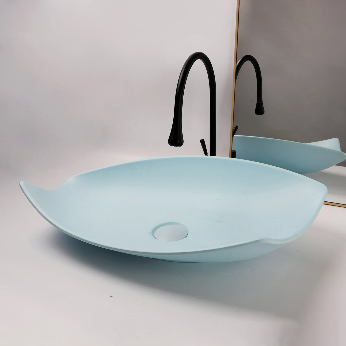 KEMAIDI Bathroom Basin Sink Set Blue Vessel Sink Faucet Combo