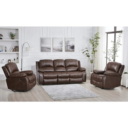 Bonded Leather Recliner Set, Sofa, Chair, Elevating Footrest.