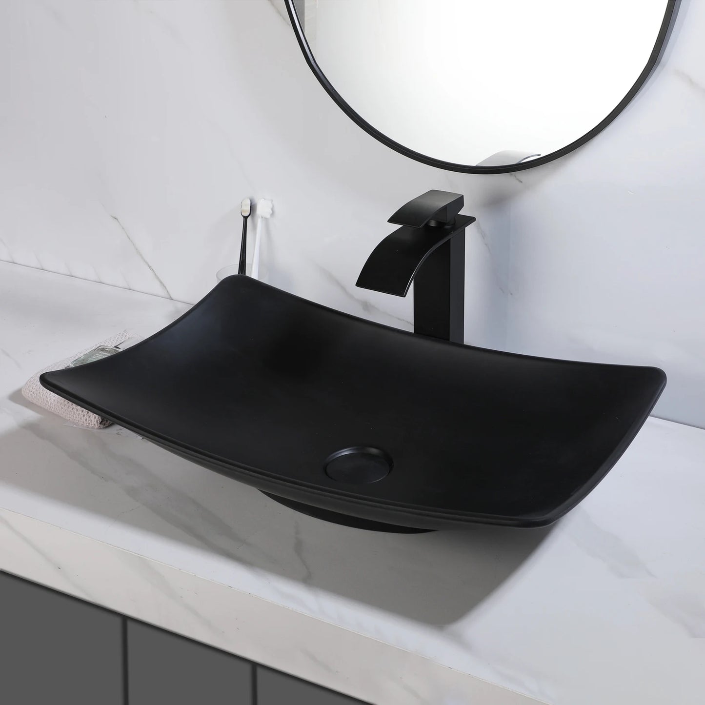 KEMAIDI Bathroom Basin Sink Set Blue Vessel Sink Faucet Combo