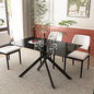 51.18" Rectangular Glass Dining Table, Tempered Glass, Metal Legs