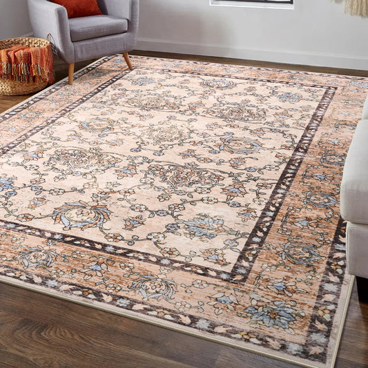 Area Vintage Rug, Machine Washable, Non-Slip Carpet